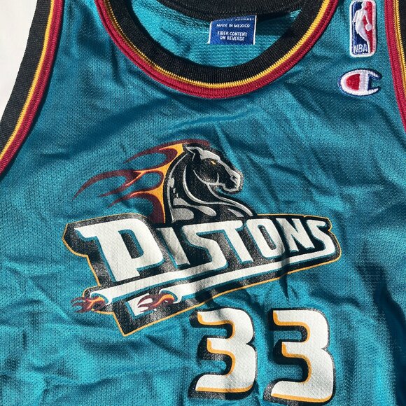 Detroit Pistons Jersey Youth XL Teal #33 Hill - Picture 2 of 3